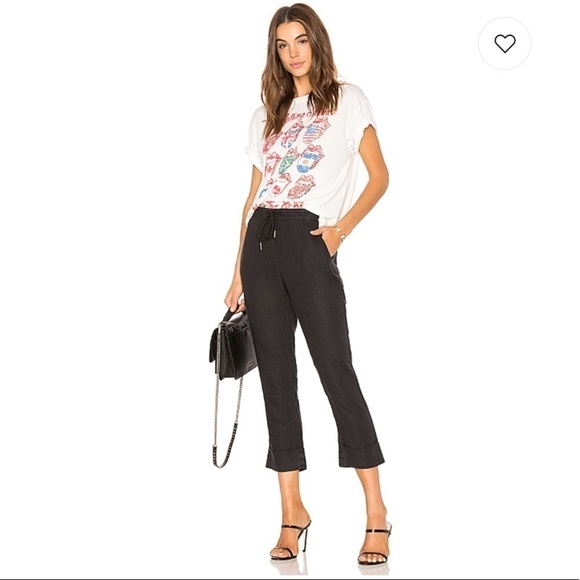 Michael Stars Black Linen Cuffed Trousers - Picture 1 of 8